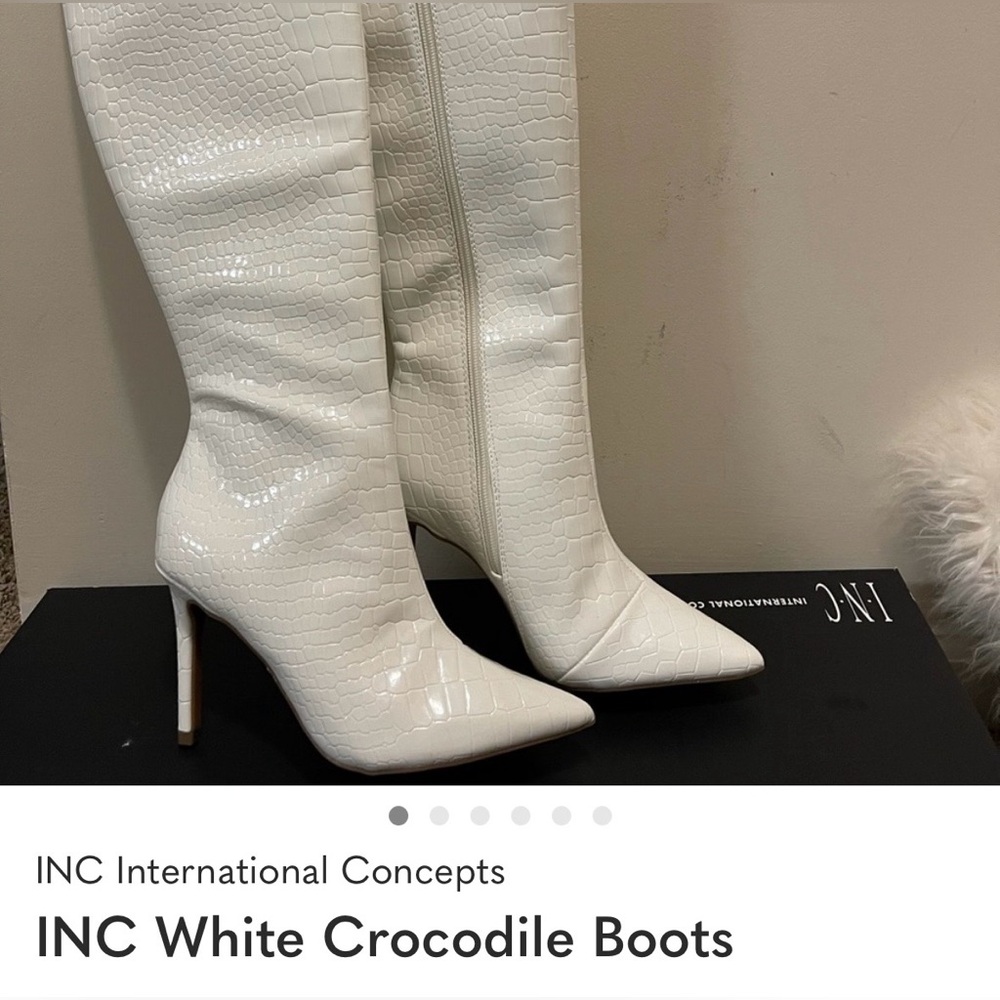 INC White Crocodile Boots - Picture 3 of 15